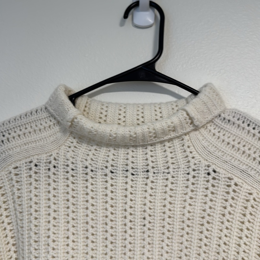 Madewell Pointelle-Stitch Mockneck Sweater in Heather Ivory - Picture 8 of 15